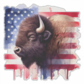 Bison mit USA-Flagge Aufkleber (Vorderseite)