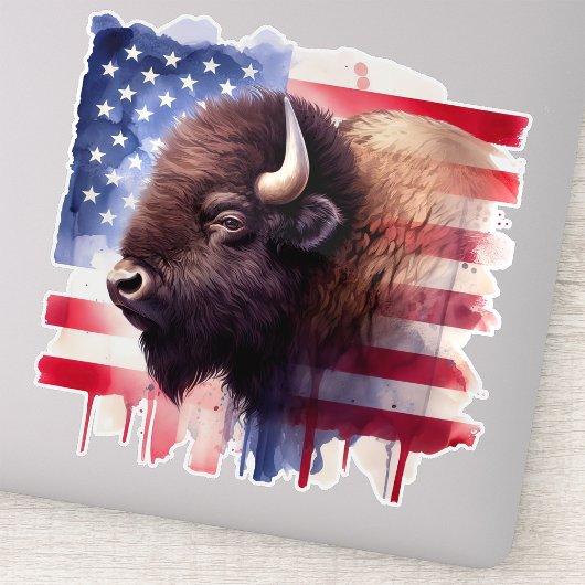 Bison mit USA-Flagge Aufkleber