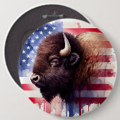 Bison mit USA-Flagge Button (Vorne & Hinten)