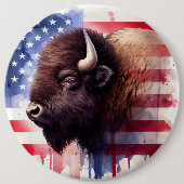 Bison mit USA-Flagge Button (Vorderseite)