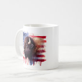 Bison mit USA-Flagge Kaffeetasse (Vorderseite Links)