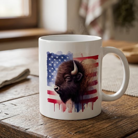 Bison mit USA-Flagge Kaffeetasse