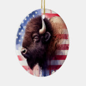 Bison mit USA-Flagge Keramik Ornament (Rechts)