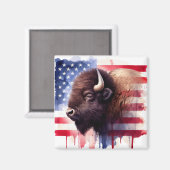 Bison mit USA-Flagge Magnet (Vorderseite/Rückseite)