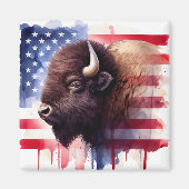 Bison mit USA-Flagge Magnet (Vorne)