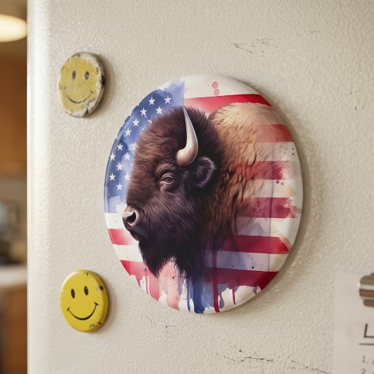 Bison mit USA-Flagge Magnet