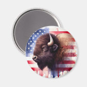 Bison mit USA-Flagge Magnet (Vorderseite/Rückseite)