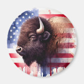 Bison mit USA-Flagge Magnet (Vorne)