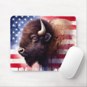 Bison mit USA-Flagge Mousepad (Mit Mouse)
