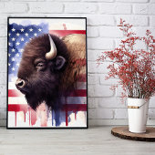Bison mit USA-Flagge Poster