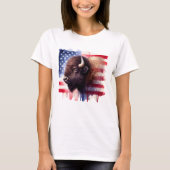 Bison mit USA-Flagge T-Shirt (Vorderseite)
