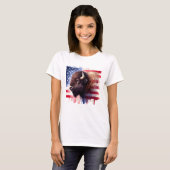 Bison mit USA-Flagge T-Shirt (Vorne ganz)