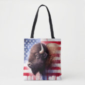 Bison mit USA-Flagge Tasche (Vorderseite)