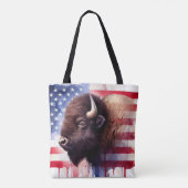 Bison mit USA-Flagge Tasche (Rückseite)
