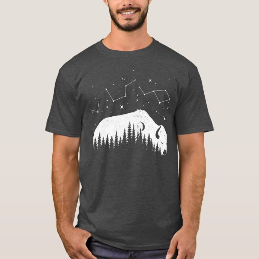 Bison Moon Wood Stars Dream Grosses Trekking T-Shirt (Vorderseite)