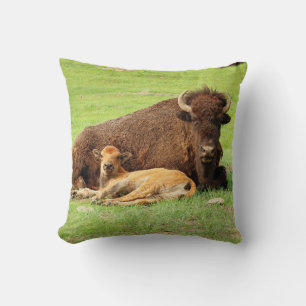 Bison-Mutter-und-Kalb-Wurfkissen Kissen