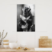 Bison on Toilet Print, Funny Bathroom Newspaper Poster (Küche)