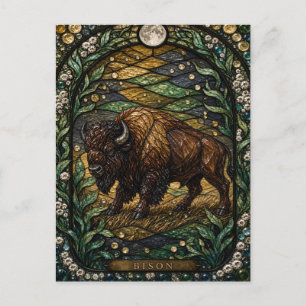 Bison Open Prairie Illumina Buntglas Postkarte