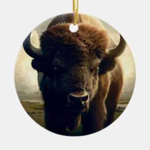Bison Painting Keramik Ornament