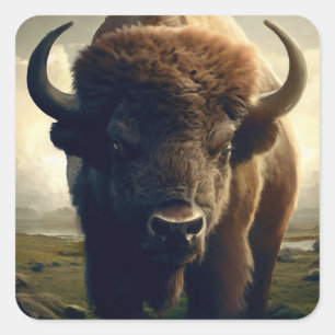 Bison Painting Quadratischer Aufkleber