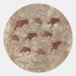 Bison Petroglyphs Runder Aufkleber