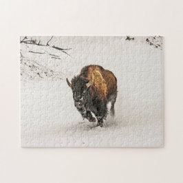 Bison Plodding Through Snow - 252 Stück Puzzle