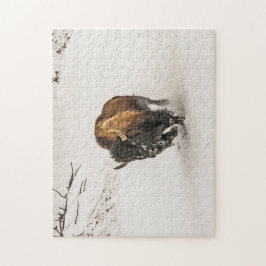Bison Plodding Through Snow - 252 Stück Puzzle