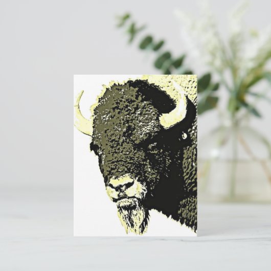 Bison Pop Art Postkarte (Stehend Vorderseite)