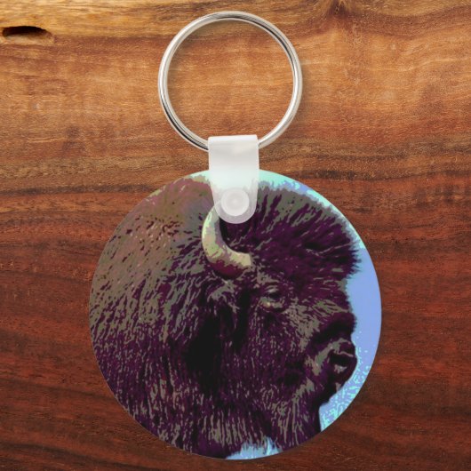 Bison Pop Art Schlüsselanhänger (Vorderseite)