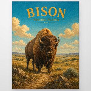 Bison Prairie Plains Aquarell GeoSaga Postkarte