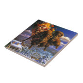 Bison Pulling Santa Claus Fliese (Seite)