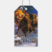Bison Pulling Santa Claus Geschenkanhänger (Vorderseite)