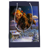 Bison Pulling Santa Claus Mittlere Geschenktüte (Vorderseite)