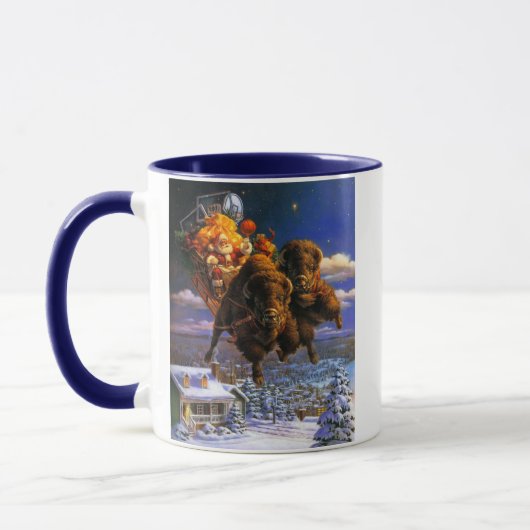 Bison Pulling Santa Claus Tasse (Links)