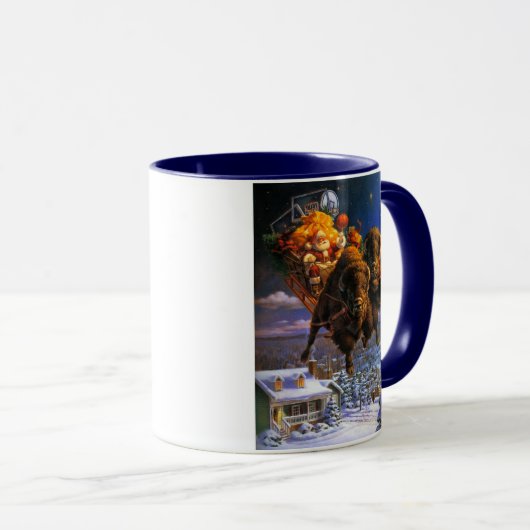 Bison Pulling Santa Claus Tasse (VorderseiteRechts)