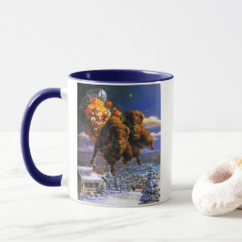 Bison Pulling Santa Claus Tasse