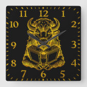Bison Reading a Book with merkwürdige Expression Quadratische Wanduhr (Vorderseite)