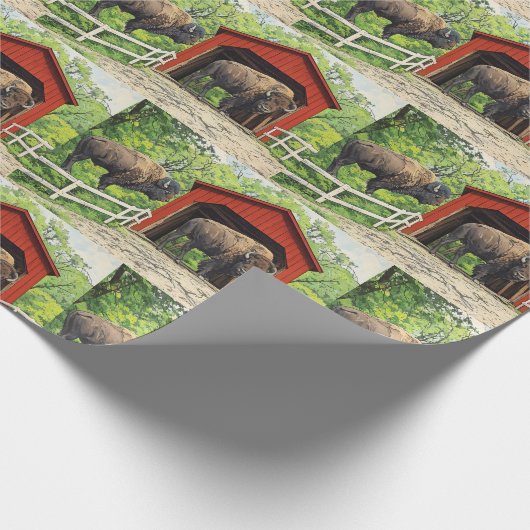 Bison Red Covered Bridge Geschenkpapier (Ecke)