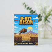 Bison, Retro-8-Bit-Pixel-Art Postkarte (Stehend Vorderseite)