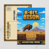 Bison, Retro-8-Bit-Pixel-Art Postkarte (Vorne/Hinten)