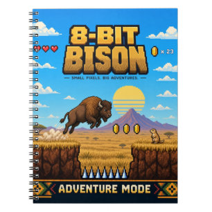 Bison, Retro-8-Bit-Pixelkunst Notizblock