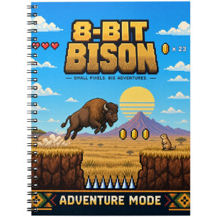 Bison, Retro-8-Bit-Pixelkunst Notizblock