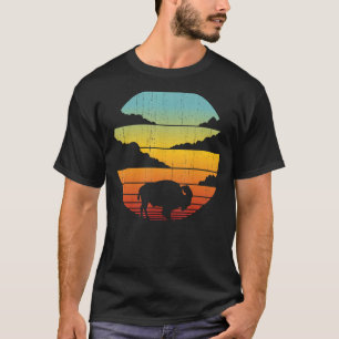 Bison Retro Vintag 60er 70er Sunset Buffalo Mammal T-Shirt