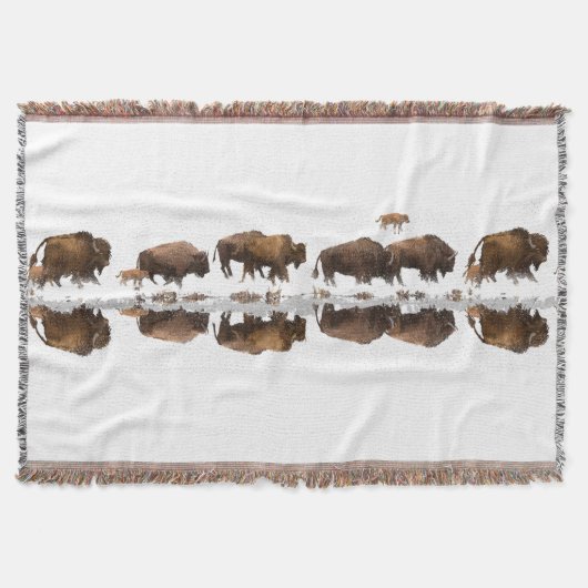 Bison Roaming im Winterschnee | Decke (Vorderseite)