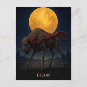 Bison roter Schal gothic Surrealismus Postkarte