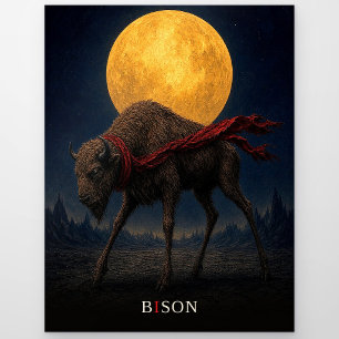 Bison roter Schal gothic Surrealismus Postkarte