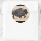 Bison Runder Aufkleber (Tasche)