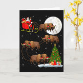 Bison Santa Sleigh Flying Funny Magical Christmas Karte (Gelbe Blume)