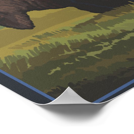 Bison Scene - Chitina River Basin, Alaska Poster (Ecke)