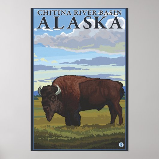 Bison Scene - Chitina River Basin, Alaska Poster (Vorne)